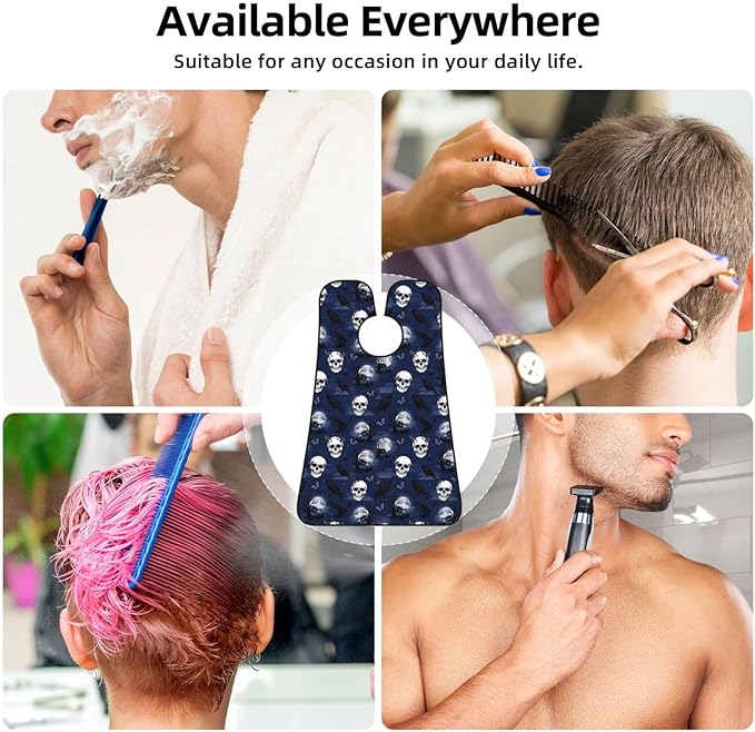 Ultimate Shaving Bib, Beard Trimming Apron with Hair Catcher, Halloween Full Moon Raven Goth Skulls