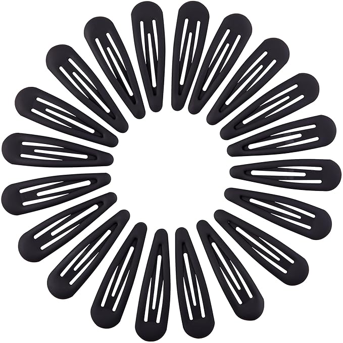 Small Hair Barrettes For Women No Slip Metal Snap Clips For Thin And Fine Hair,Matte Black,20 PCS,1.97 x 0.5 Inch.