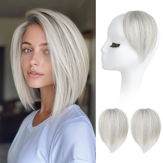 REECHO Clip in Hair Volumizer, 2PCS 6 inch Short Thick Clip in Hairpieces Adding Extra Volume Hair Extensions for Women (Grey)