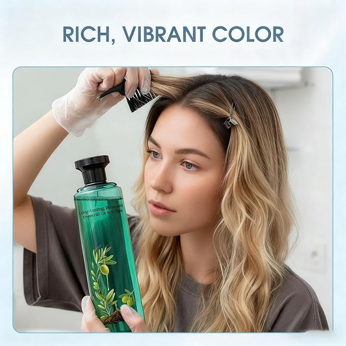 Long-Lasting Botanical Essential Oil Hair Dye,Mild Formula Long Lasting Hair Dye Set,Plant-Based Hair Color for Gray Coverage (Brown)
