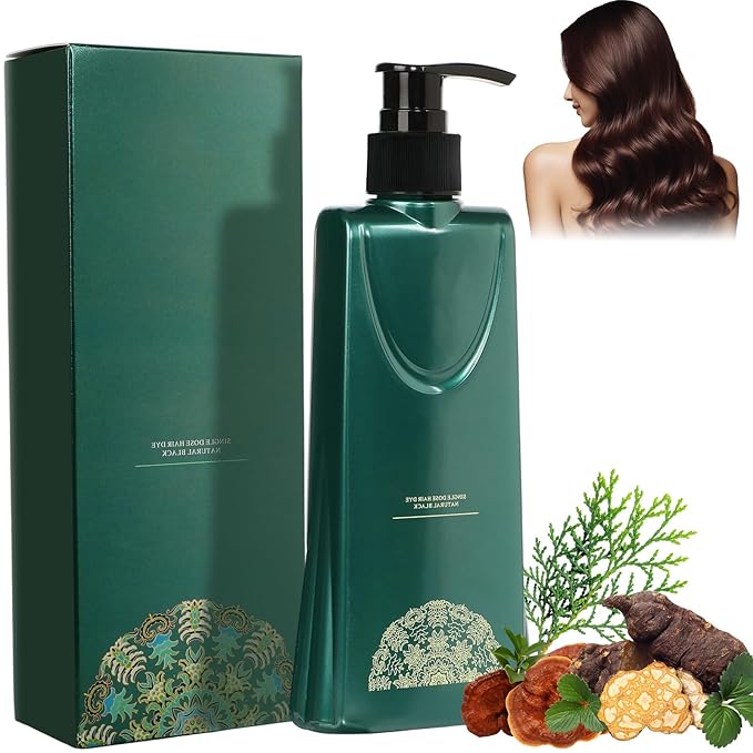 Mild Formula Long Lasting Hair Dye Set, Hair Color for Gray Coverage, Natural plant extracts, Long-Lasting Single Step Hair Dye with Nourishing Shampoo (Chestnut Brown)