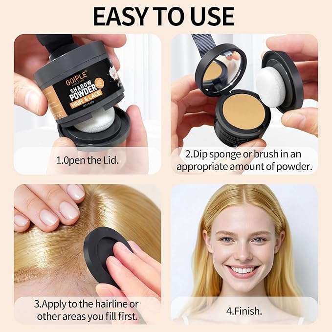 Root Cover Up Powder Hairline Powder for Women Root Touch Up Hair Color for Bald Spots, Eyebrows, Beard Line, Light-Blonde Hair Fibers for Thinning Hair Shadow Cover Up 2 Pack (Light Warm Brown)