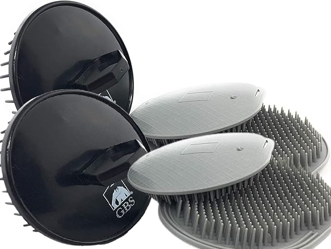 G.B.S Head Shampoo Scalp Massager Brush and Soft Palm Pocket Comb for All Hair Types, Pack of 6 (2 Black and 4 Gray)