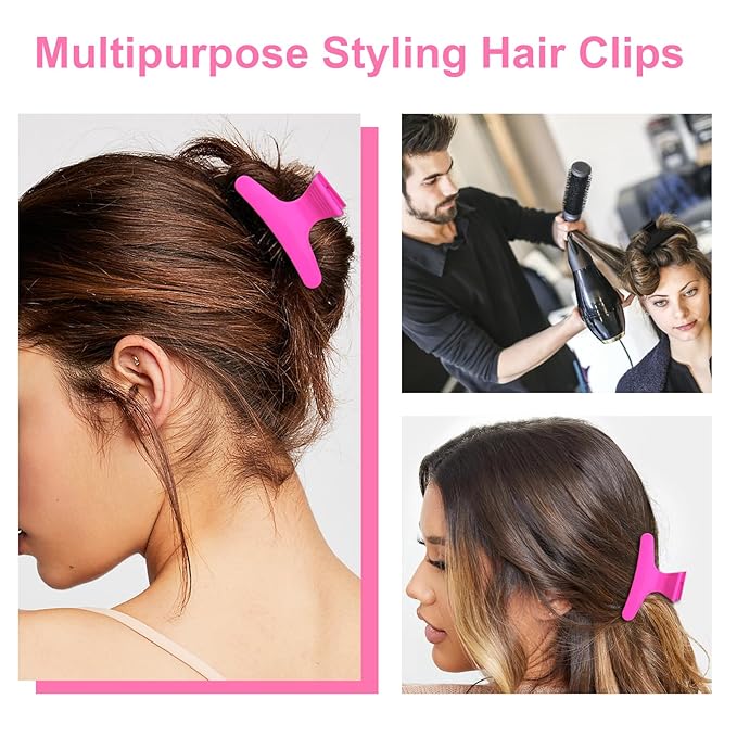 Ondder Black Hot Pink Butterfly Hair Claw Clips for Styling & Sectioning - Makeup Hair Accessories for Women & Girls