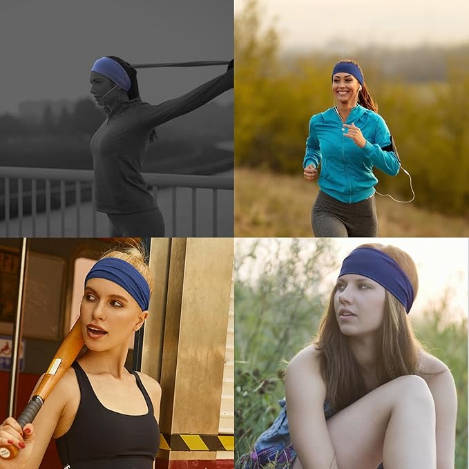 DRESHOW Yoga Sports Headbands for Women Elastic Non-Slip Headbands Workout Running Hair Bands 6 Pack