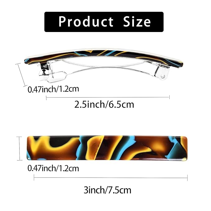 Fsmiling Hair Barrettes for Women French Hair Barrette Clip Small Acetate Hair Clips Barrette No Slip Hair Accessories 3-Pack