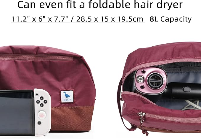 Travel Toiletry Bag 8L for Women, Large Packing Cube with Waterproof TPU Wet/Dry Compartment (02 Valkyrie Red)