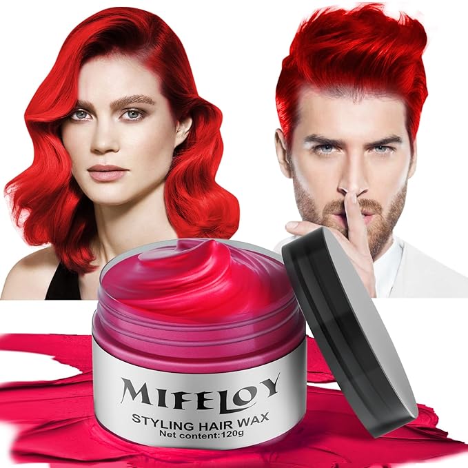 Temporary Red Hair Spray Color Wax 4.23 oz, Instant Natural Hairstyle Cream Dye, Disposable Coloring Mud for Men Women Youth, Washable Styling Pomades, Party Cosplay DIY Halloween