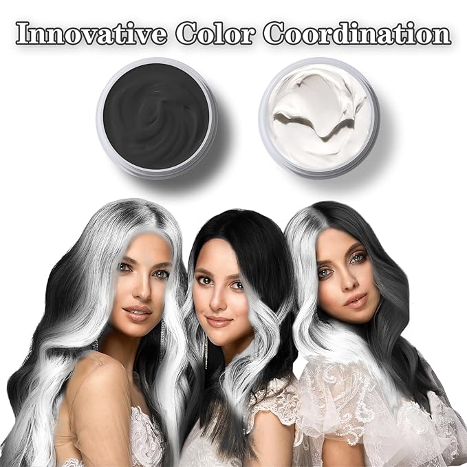 White Hair Color Wax, Temporary Washable Hair Color Dye for Kids, Temporary Dye Wax Natural Hairstyle Cream Hair Pomades for Women & Men Party Cosplay Halloween