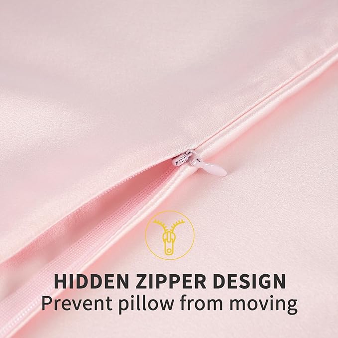 ZIMASILK 100% Pure Mulberry Silk Pillowcase for Hair and Skin Health,Soft and Smooth,Both Sides Premium Grade 6A Silk,600 Thread Count,with Hidden Zipper,1pc (King 20''x36'',Pink)