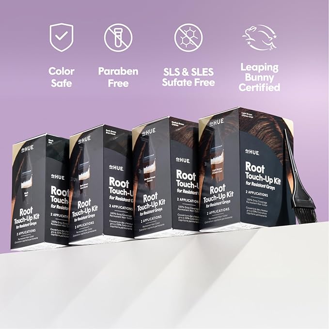dpHUE Root Touch-Up Kit for Resistant Grays, Dark Brown - Permanently Cover Difficult, Stubborn Gray Hair - 2 Applications Included - Vegan & Leaping Bunny Certified