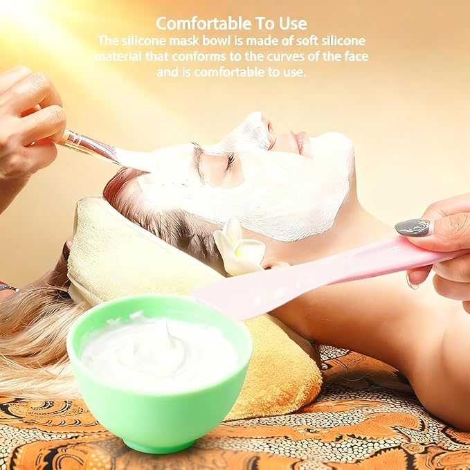 5-Piece Silicone Mixing Bowl Set, 3.3-Inch Microwaveable Silicone Bowls for Facial Masks, Mud Masks, and Other Skin Care Products Facial Bowls for Estheticians. (Green)
