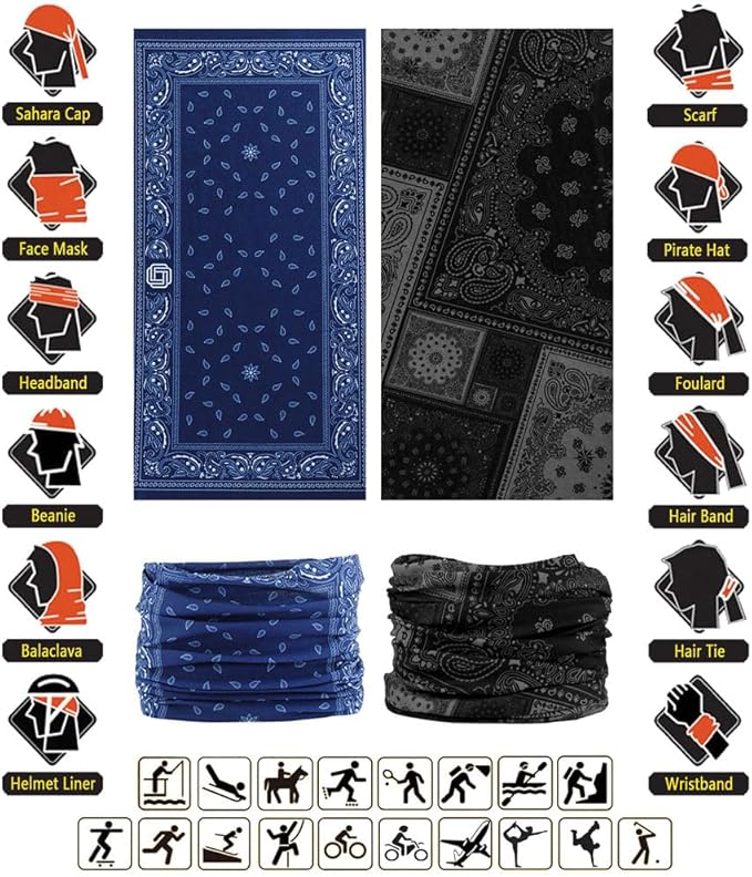 Headband Neck Gaiter Head Wrap Headwear Face Mask Magic Scarf Bandana for Men and Women