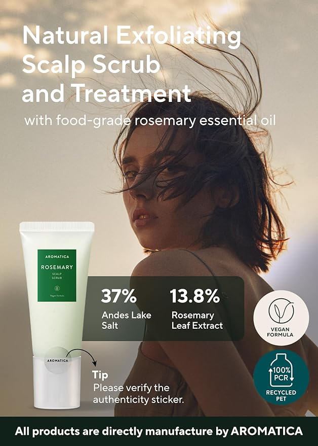AROMATICA Rosemary Scalp Scrub (2 Packs) 5.82oz / 165g, Gift Set, Sulfate-Free, Silicone-Free, Vegan, Scalp Cleansing with Salt Granules, Invigorates and Exfoliates Scalp, Micro-Exfoliate