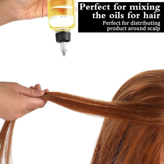 2 Pack Applicator Bottle for Hair, 8.5oz 6oz Squeeze Empty Oil Dispenser Hair Color Applicator Root Dye PET Plastic Refillable Bottles with Graduated Scale and Twist Top for Home Salon Sylist