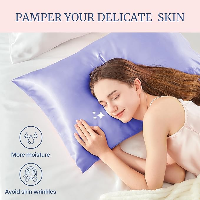 BEDELITE Satin Pillowcase for Hair and Skin, Super Soft Similar to Silk Pillow Cases 4 Pack with Envelope Closure, Cooling Pillowcases for Women Men (20"x30" Queen Size, Lilac)