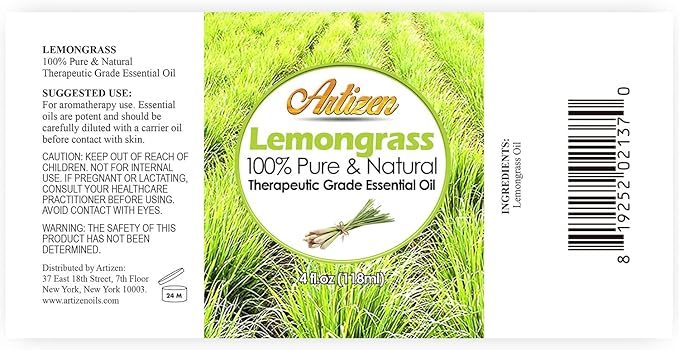 Artizen 4oz Oils - Lemongrass Essential Oil - 4 Fluid Ounces