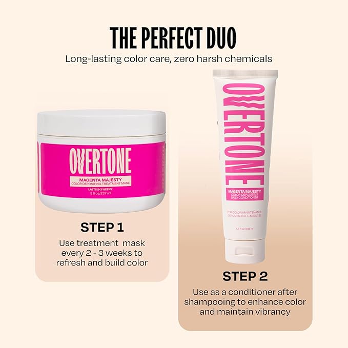 oVertone Color Depositing Conditioner - 8 oz Semi Permanent Hair Color with Shea Butter & Coconut Oil - Vegan, Cruelty-Free - Extreme Magenta