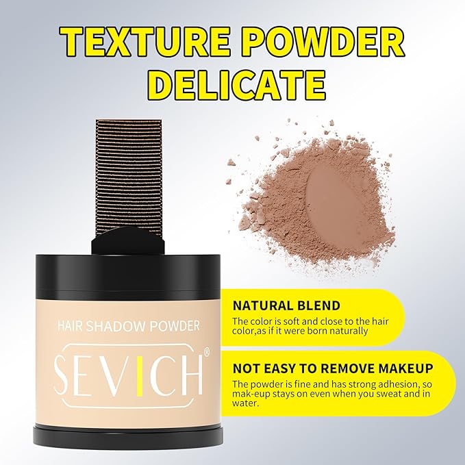 Sevich Hairline Powder 10g 2-Pack with Brush, Instantly Conceals Hair Loss & Thinning, 48H Waterproof Root Touch Up Powder, Natural Hair Shadow Toppers for Women & Men, 2 Box = 5 Boxes,Light Brown