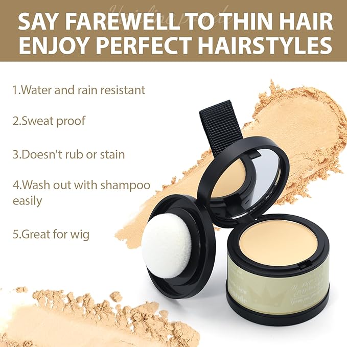 2 Pack Hairline Powder for Women and Men, Used to Root Touch Up Hair Color, Thinning and Gray Hair Coverage and Bald Spots Coverage, Matte Light Blonde