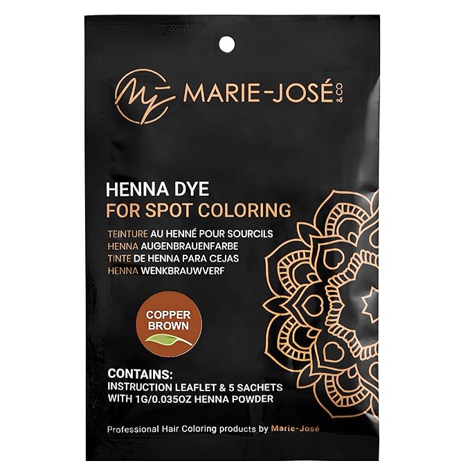 Marie-José Henna Dye - Professional Henna Tint for Spot Coloring - Covers Grey Hair - Root Touch Up - Good for 50 Applications (Copper Brown)