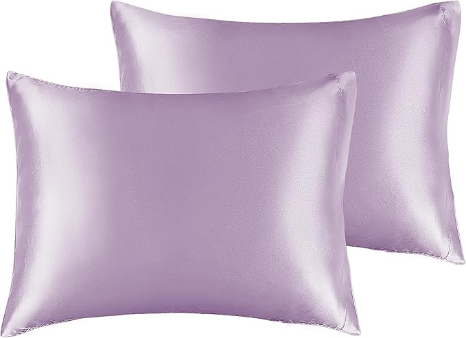 BEDELITE Satin Pillowcase for Hair and Skin, Super Soft and Cooling Similar to Silk Pillow Cases 2 Pack with Envelope Closure, Gift for Women Men(13"x18" Toddler Size, Lavender)