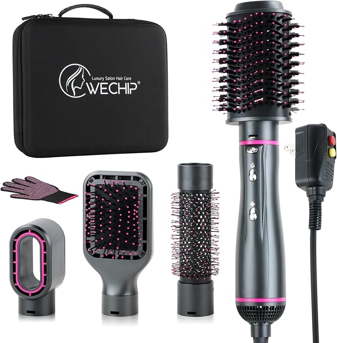 Hair Dryer Brush, 4 in 1 One Step Professional Hot Air Brush for Curling Drying Straightening Combing, [Ceramic Coating][Negative Ion] Volumizing Blow Dryer Brush