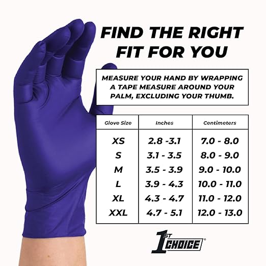 1st Choice Nitrile Disposable Gloves, 3 Mil, Indigo, Case of 1000 Small Gloves, Disposable Latex Free Nitrile Medical Gloves
