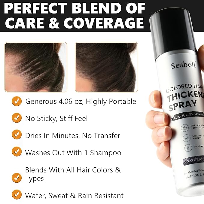 Root Touch Up Hair Color Spray–4oz, Sweat-Resistant & Natural, Instant Gray Hair Cover Up, Temporary Root Concealer Hair Filler Dye Spray for Hairline, Scalp&Thinning– Medium Brown–Women & Men