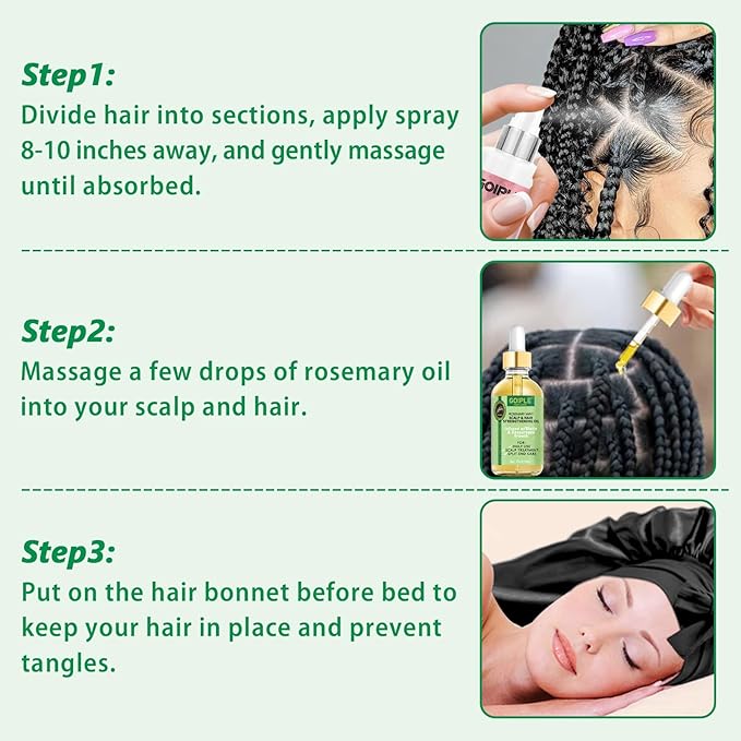 Braid Spray Rose Mint for Dreads Dreadlocks - Braids Locks Sprays Rose Water Braiding Spray for Locs Dull Shine & Lightweight - Loc Moisturizer for Box Braids Rosemary Oil for Hair Growth Hair Bonnet
