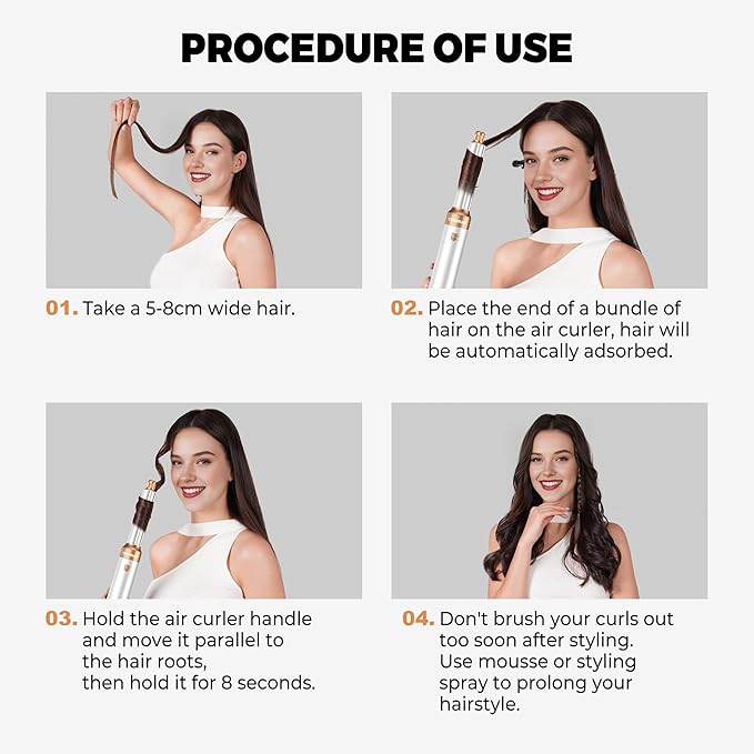 5 in 1 Blow Dryer Brush Set,Hot Air Styler Negative Ion Air Curling Wrap Air Curler, Round Brush Blow Dryer Curling Iron Hair Styling Tools Gift for Dry,Volumize, Straight,Curl,100-120V