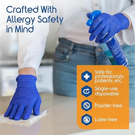 Inspire Black Nitrile Disposable Gloves | 4.5 Nitrile Safety Medical Exam Cooking Cleaning Disposable Black Gloves (Blue - Case of 1000, Small)