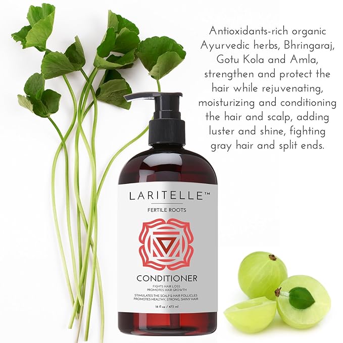 Laritelle Organic Anti-Thinning Conditioner | Fortifying, Strengthening & Rejuvenating | Prevents Hair Loss and Shedding, Promotes New Hair Growth | Ayurvedic Herbs, Lavender, Ginger, Rosemary