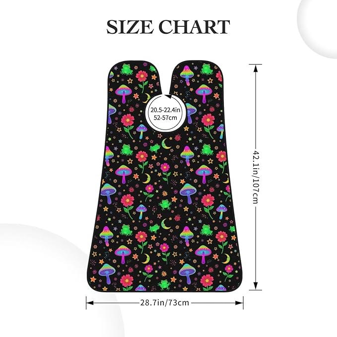 Adjustable Non-Stick Beard Apron, Hair Catcher Cape for Shaving Grooming, Waterproof with Suction Cups Men, Beautiful Magical Flowers Goth Moon Mushrooms Frogs Shave Bib