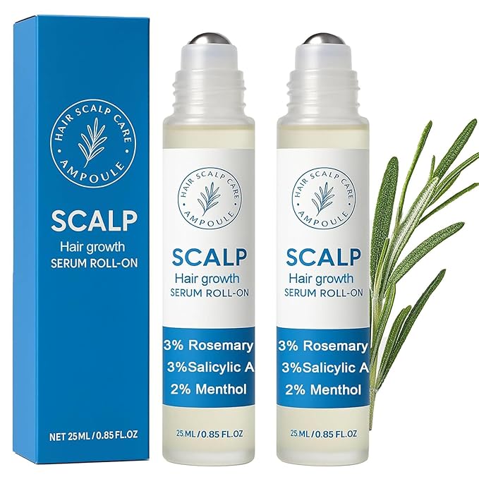 Rosemary Scalpy Hair Growth Serum Roll On, Hair Revival Ampoule, Hair Regrowth Roller for Fuller, Thicker, Stronger Hair, Repair Hairline & Thinning Hair for Men & Women (2 Pack)
