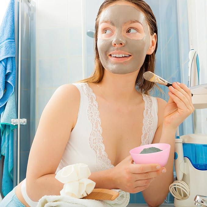 Facial Mask Mixing Bowls, Silicone DIY Face Mask Bowls for Hair Treatments and Oils, Cosmetic Beauty Tool for Home Salon Spa Face Skin Applicator