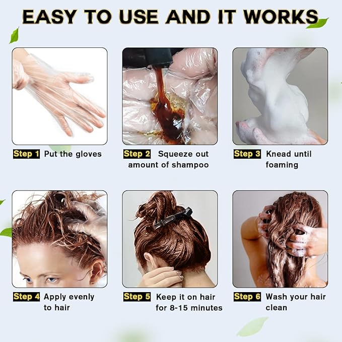 cosmpro Dark Brown Hair Dye Shampoo 3 in 1 for Gray Coverage for Women Instant Natural Hair Color Shampoo Semi Permanent 500ML - Champu Para Canas Mujer