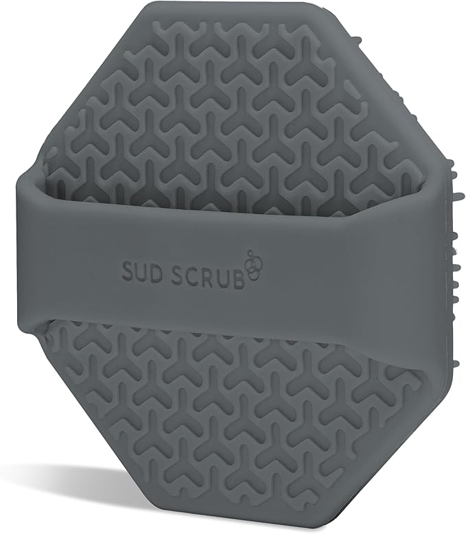 Sud Scrub® Antimicrobial Silicone Face Scrubber, 1 Pack, Gentle Face Exfoliator for Sensitive Skin, Eco Friendly Facial Cleansing Brush, Exfoliating Face Brush for Men and Women (Charcoal)