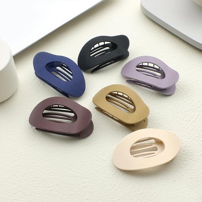 Flat Hair Clips for Women - 6Pack Matte Lay Flat Claw Clips, Non-Slip Strong Hold Duckbill Clips for Thick/Thin Hair, Neutral Color Hair Accessories for Daily Styling