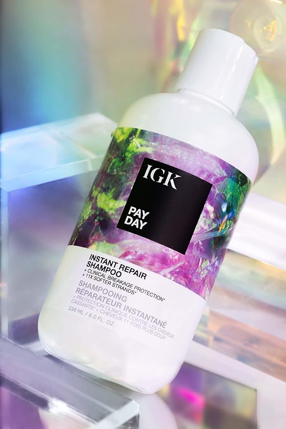 IGK PAY DAY Instant Repair Shampoo | Bond-Building + Damage Repair | Vegan + Cruelty Free | 8 Oz