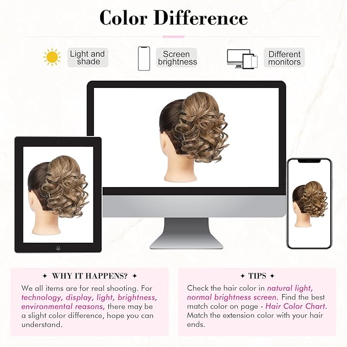 REECHO 9" Short Ponytail Extension, Classic Loose Curly Wavy Claw Clip Pony tails Hair Extensions HP001 Hairpieces for Women - Light Golden Brown