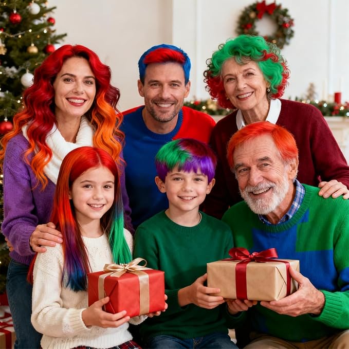 4 Colors Temporary Hair Color Wax for Christmas Party, Stocking Stuffers-DIY Washable Natural Instant Hair Color for Women Temporary Hair Dye for Kids Teens Women Men (Red&Orange&Claret&Purple 5 pcs)