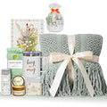 8 Pcs Gift Baskets for Women, Birthday, Self Care, Thank You, Get Well Soon, Unique Spa Gifts Set for Mom, Her, Sister, Wife, Friends, Christmas, Small Woven Basket with Gift Bags (Sage Green)