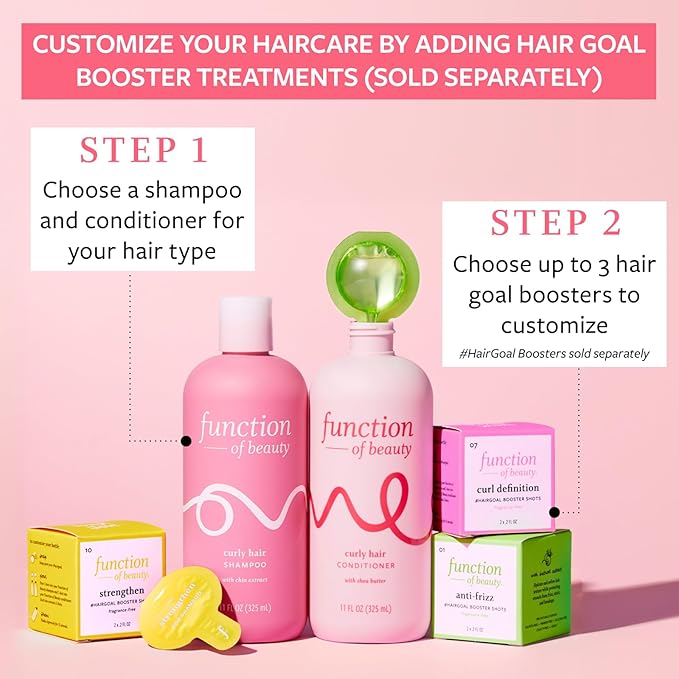 Function of Beauty Curly Hair Shampoo & Conditioner XL Set - Sulfate-Free Shampoo & Conditioner Duo for Natural Curls & Bounce - Curl Defining, Hydrating & Moisturizing - Dry & Dull Hair Care Products