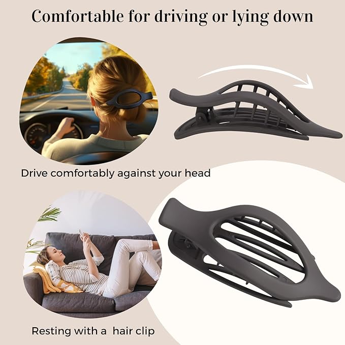 8 Pack French Flat Hair Clips for Women– Large Matte No-Slip Claw Barrettes in Black, Beige, Light Brown & Dark Brown,Strong Hold for Thick & Thin Hair