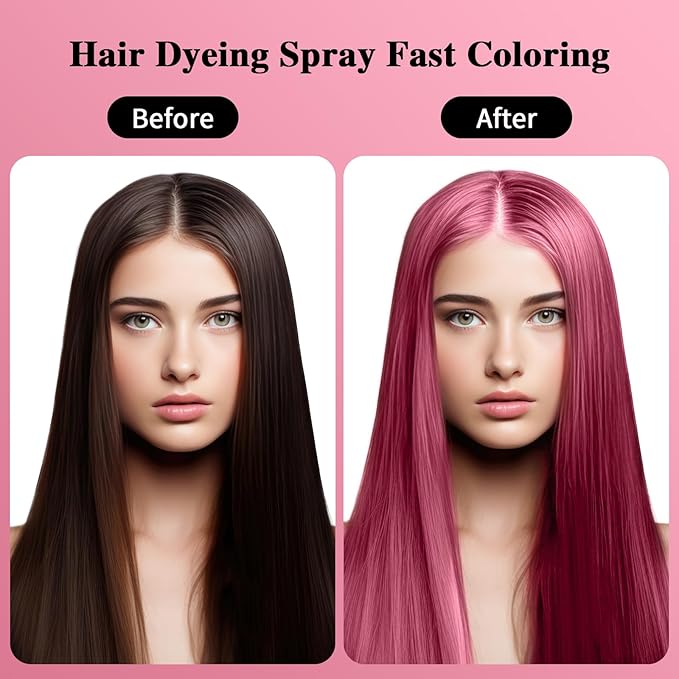 Temporary Hair Color Spray, Pink Hair Dye, Hair Color For Women, Temporary Hair Dye, Washable, Easy To Colour, Mild Formula, Suitable For Various Hair Types, Works On All Hair Colors 120ml