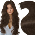 LaaVoo Tape in Hair Extensions Brown Human Hair Tape in Extensions Dark Brown Hair Extensions Real Human Hair Tape in Silky Straight 20 Pieces 14 Inch 40g