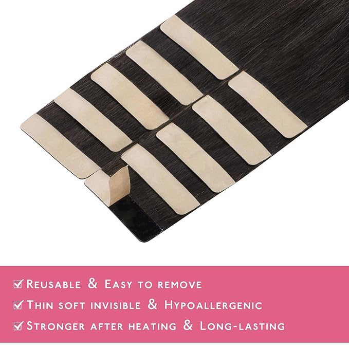 WENNALIFE Tape in Hair Extensions Human Hair Balayage Dark Brown Mixed Chestnut Brown Tape in Extensions, 10pcs 30g 24 inch Remy Invisible Tape Ins Straight Soft Real Human Hair Tape in Extensions