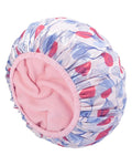 Auban Shower Cap, Shower Cap for Women Terry Cloth Lined EVA Exterior Reusable Double Layer Waterproof, Large Bath Hair Cap, Hotel Travel Essentials Accessories Cleaning Supplies (Flower)
