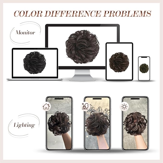 FESHFEN Messy Bun Hair Piece - Large Elastic Wavy Curly Hair Bun Scrunchies Ponytail Extensions Synthetic Chignon Hairpieces for Women, Black Cherry 1.94oz